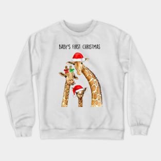 Baby's giraffe first Xmas Crewneck Sweatshirt